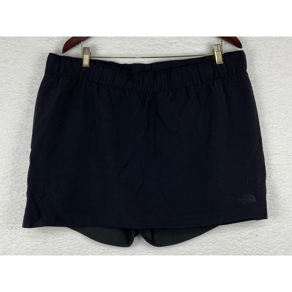 The North Face Womens XL Black Active Hiking Skort Elastic Waist Back Zip Pocket